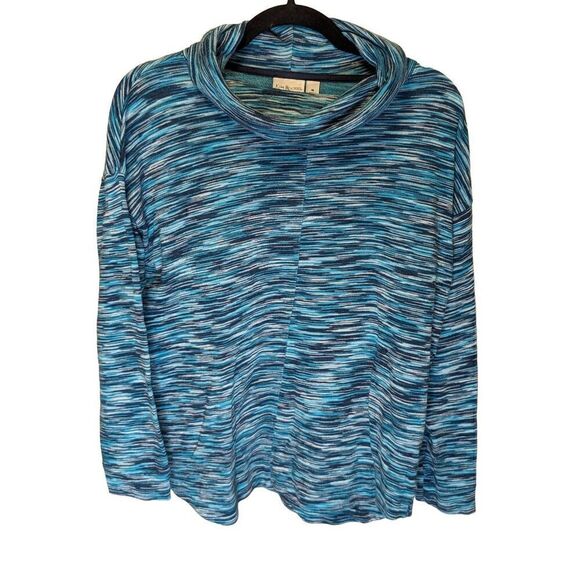Kim Rogers Cowl Neck Striped Blue Top with Long Sleeves Women's Size Medium - Picture 1 of 5